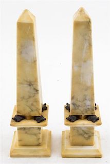 * A Pair Italian Marble Obelisks. Height 14 inches.