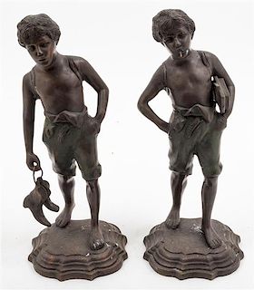 * Two Bronze Figures Height 13 1 /4 inches.