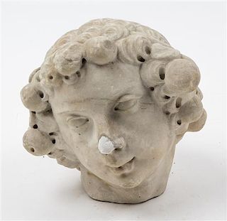 * A Continental Stone Head of a Child Height 9 inches.