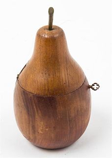 * An Italian Fruitwood Pear-Form Tea Caddy Height 9 inches.