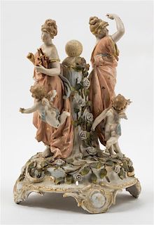 * A Continental Porcelain Figural Group Height 13 1/4 inches.
