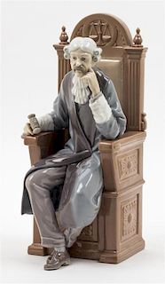 * A Large Lladro Porcelain Figure of a Judge Height 11 1/2 inches.