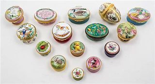 * A Collection of Diminutive Lidded Boxes Length of longest 2 1/4 inches.