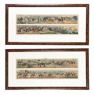 A Set of Six English Hand Colored Sporting Prints. Each 3 1/4 x 21 inches.
