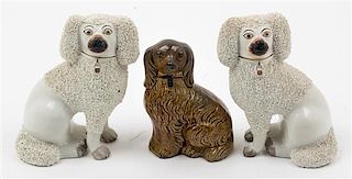 A Pair Staffordshire Poodles Height 7 inches.