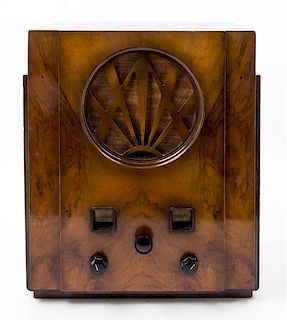 An English Mahogany Cased Radio Height 17 1/2 inches.