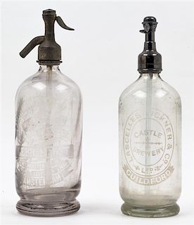 Two Vintage Seltzer Bottles. Height of taller 12 inches.
