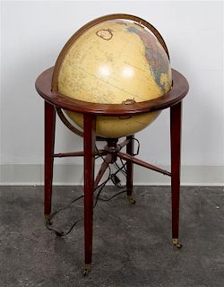 A Kittinger Mahogany and Brass Globe. Diameter 16 inches.