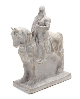 A Plaster Maquette of an Equestrian Figure Height 9 inches.