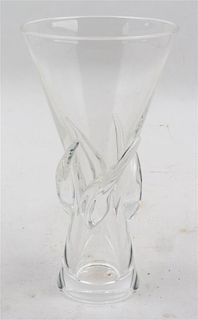 * A Steuben Rose Vase Height 11 1/8 inches.