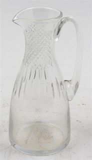 A Lalique Glass Pitcher Height 9 1/2 inches.