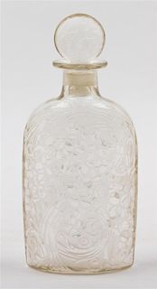 * A Rene Lalique Frosted Glass Decanter. Height 10 1/4 inches.
