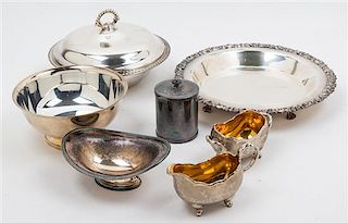 A Collection of Five Silver-Plate Table Articles Diameter of first 13 inches.