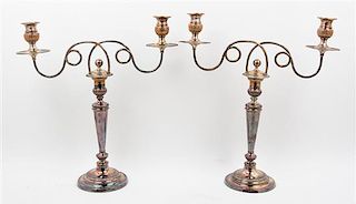 * A Pair of Silver-Plate Candelabra. Height 18 inches.