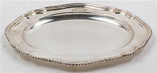 An English Silver-Plate Platter. Width 15 inches.