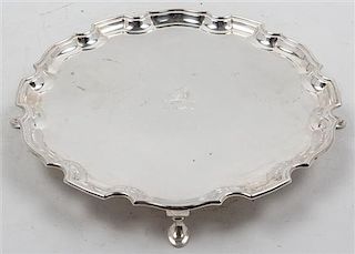 An English Silver-Plate Salver Diameter 12 inches.