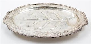 A Silver-Plate Well and Tree Serving Tray. Length 19 inches.