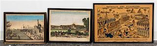 * A Group of Three French Handcolored Engravings First: 10 1/4 x 15 1/2 inches.