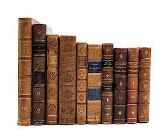 (BINDINGS) A group of 23 vols. in various brown leather, largely Danish.