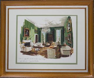 KENNEDY, JOHN F, Whitehouse Staff Christmas Card, 1963. Color Lithograph, after painting by Edward Lehman.