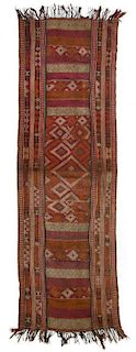 * A Bhutanese Cotton and Wool Runner 102 x 34 inches.