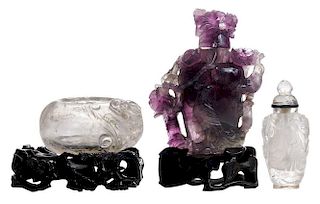 Three Antique Chinese Rock Crystal/