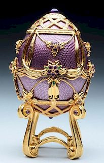 Faberge Egg with Jewels On Stand.
