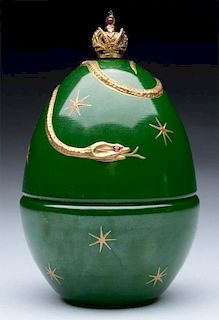 Faberge Egg with Snake Coiled Around the Crown.