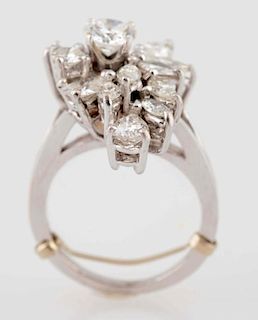 Multi-Diamond Cluster White Gold Ring.