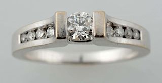 14K White Gold & Diamond Engagement Ring.