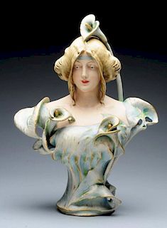 Ernst Wahliss Co. Ceramic Bust of Woman.
