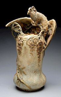 Amphora Ceramic Monumental Parrot Vase.