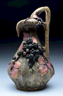 Amphora Ceramic Pitcher w/ Applied Blackberries.
