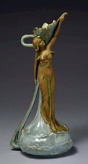 Wahliss Ceramic Pitcher w/ Art Nouveau Maiden.