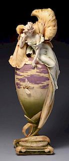 Amphora Ceramic Monumental Art Nouveau Iris Vase.