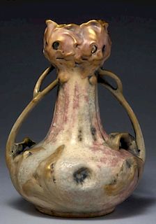 Amphora Ceramic 2-Handled Thistle Vase.