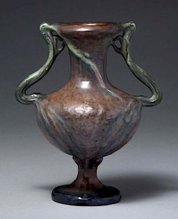 Amphora Ceramic 2-Handled Footed Vase.