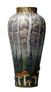 Monumental Paul Dachsel Ceramic Mushroom Vase.
