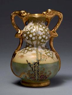 Amphora Ceramic Vase w/ Applied Dragon Handles.