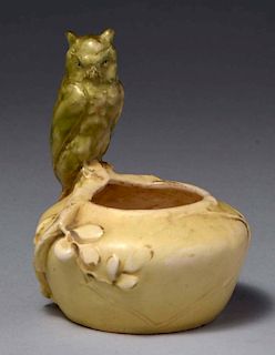 Amphora Ceramic Vase w/ Applied Owl.