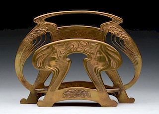 Brass Art Nouveau Letter Rack.