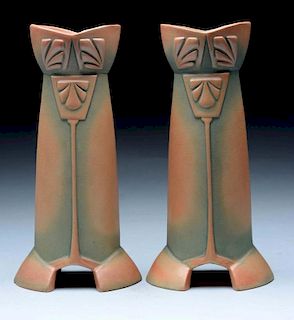 Pair of Bloch Crownoakware Secessionist Vases.