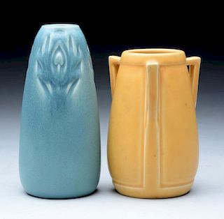 Lot Of 2: Rookwood Yellow & Blue Pottery Vases.
