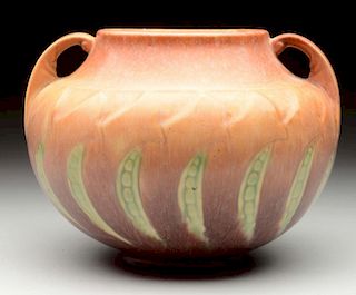 Roseville Pottery Vase With Peas On It.