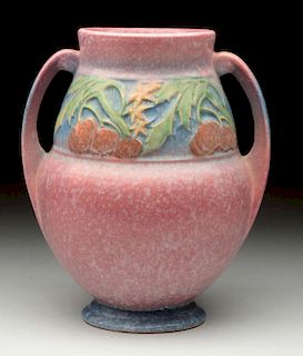 Roseville Pottery Vase With Pumpkins On It.