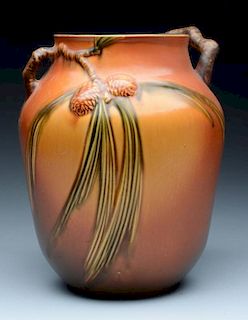 Brown Pinecone Roseville Vase.