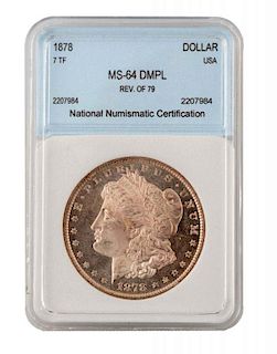 1878 7 TF Rev of 79 Morgan Silver Dollar.