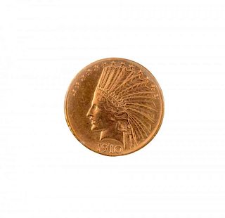 1910 S $10 Gold Indian Coin.
