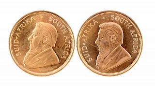 Lot of 2: .25 oz 1980 Krugerrand Coins.