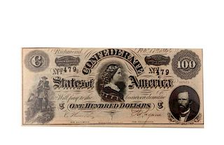 1864 $100 Confederate State of America.